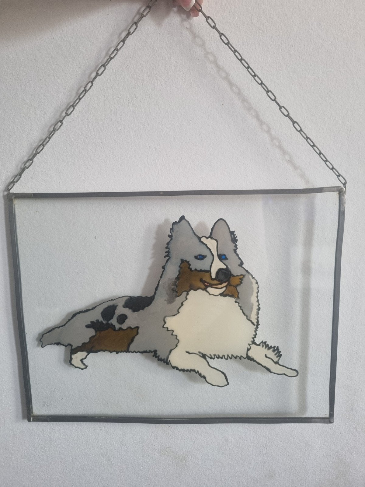 Handgeschilderd glas-in-lood Sheltie hond, Huis en Inrichting, Woonaccessoires | Overige, Meerkleurig, Overige stijlen, Ophalen of Verzenden
