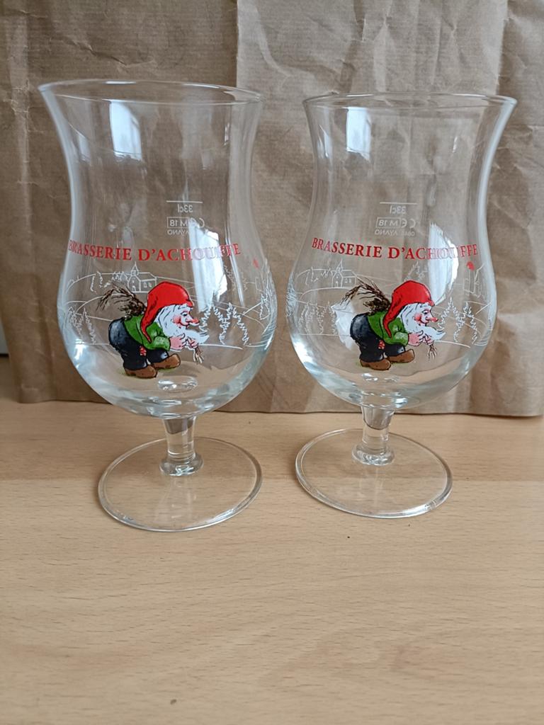 2 La Chouffe glazen, Ophalen of Verzenden, Zo goed als nieuw, Glas of Glazen, Overige merken