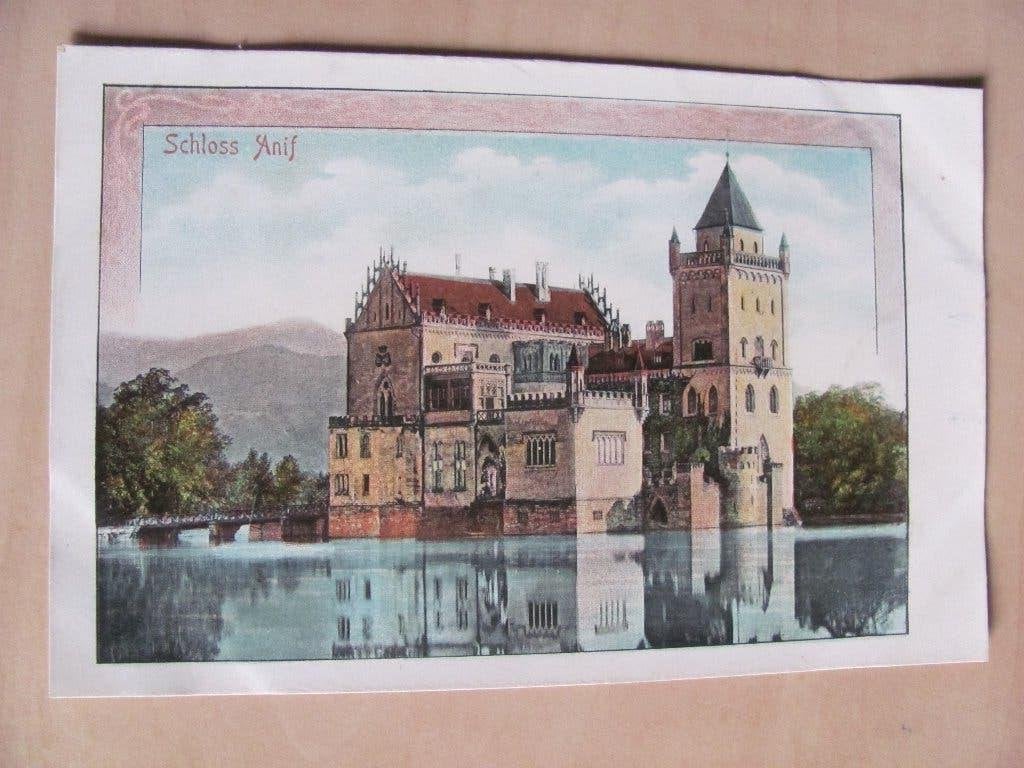 Salzburg, Schloss Anif ca. 1900 lithokaart, Ophalen of Verzenden, Voor 1920, Oostenrijk