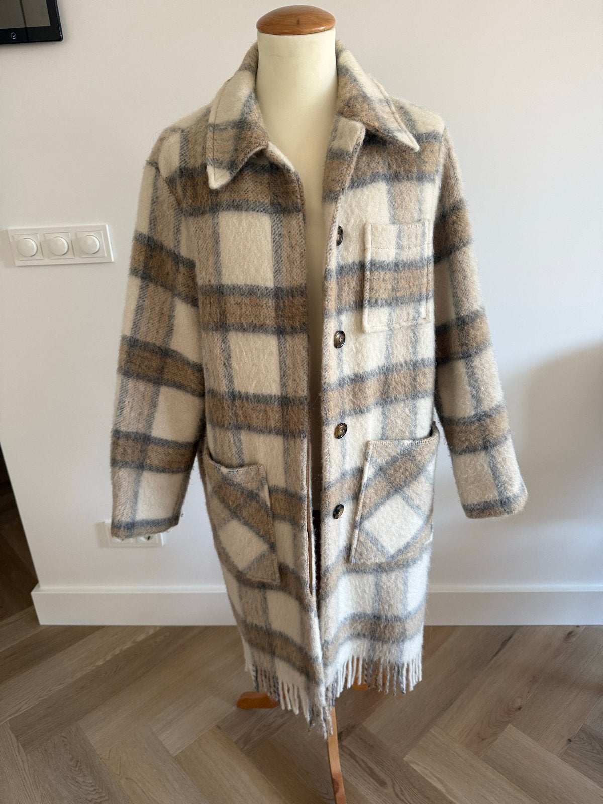Woolrich geruite jas - Maat M, Ophalen of Verzenden, Zo goed als nieuw, Maat 38/40 (M), Beige