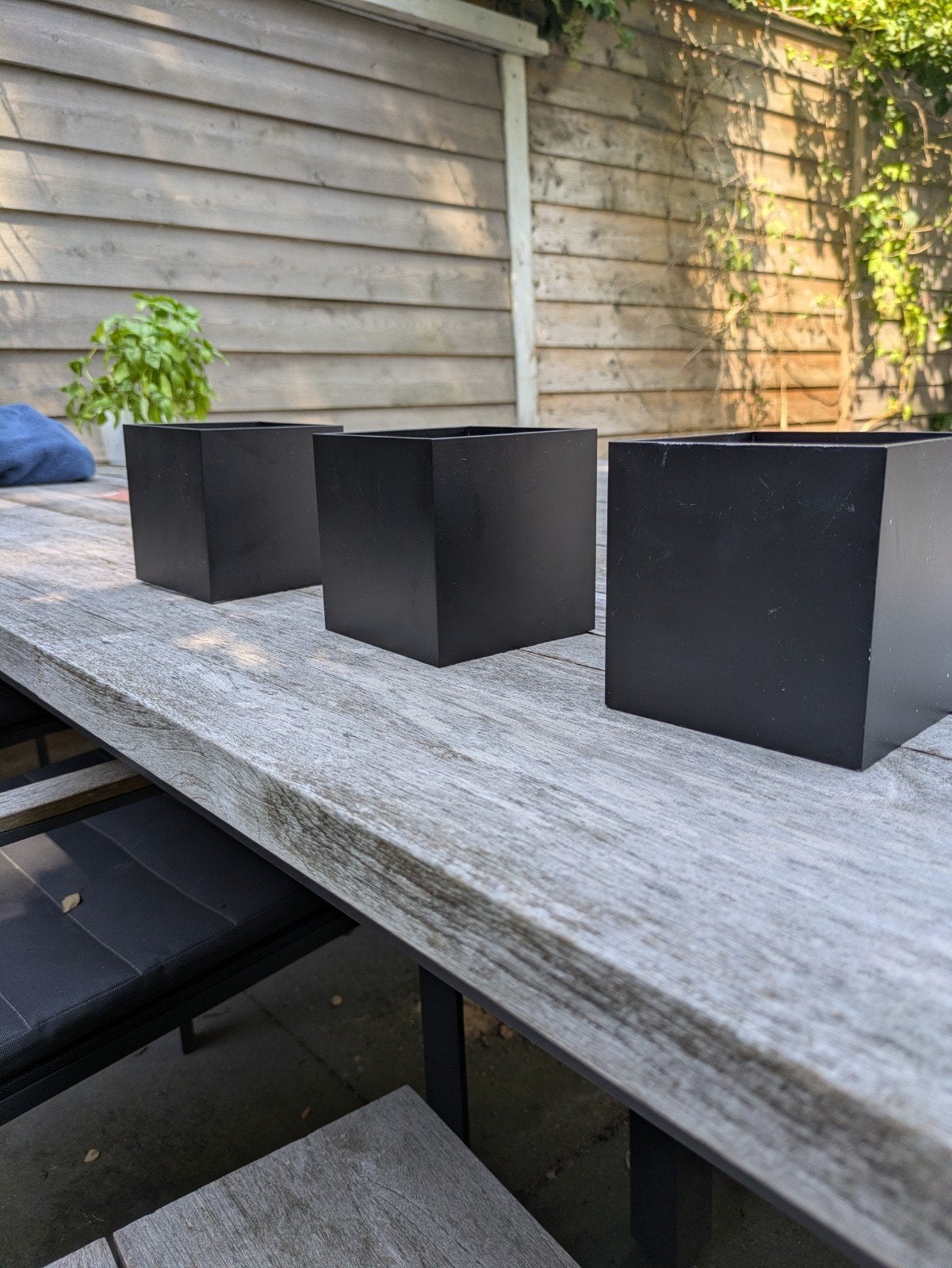 Design drie zwarte kubus armaturen + 3 Philips G4 Lampen, Ophalen, Zo goed als nieuw, Metaal, G4