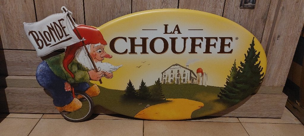 Reclamebord Chouffe, Ophalen of Verzenden, Nieuw, Reclamebord, Plaat of Schild, Overige merken