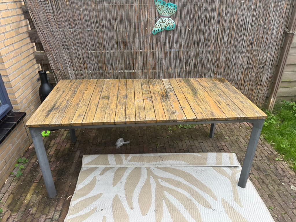 Tuintafel, Tuin en Terras, Ophalen, Gebruikt, Rechthoekig, Hout