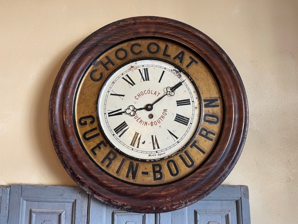 Reclame Klok Wandklok Guerin Boutron chocolat jaren 30 Frans, Ophalen of Verzenden