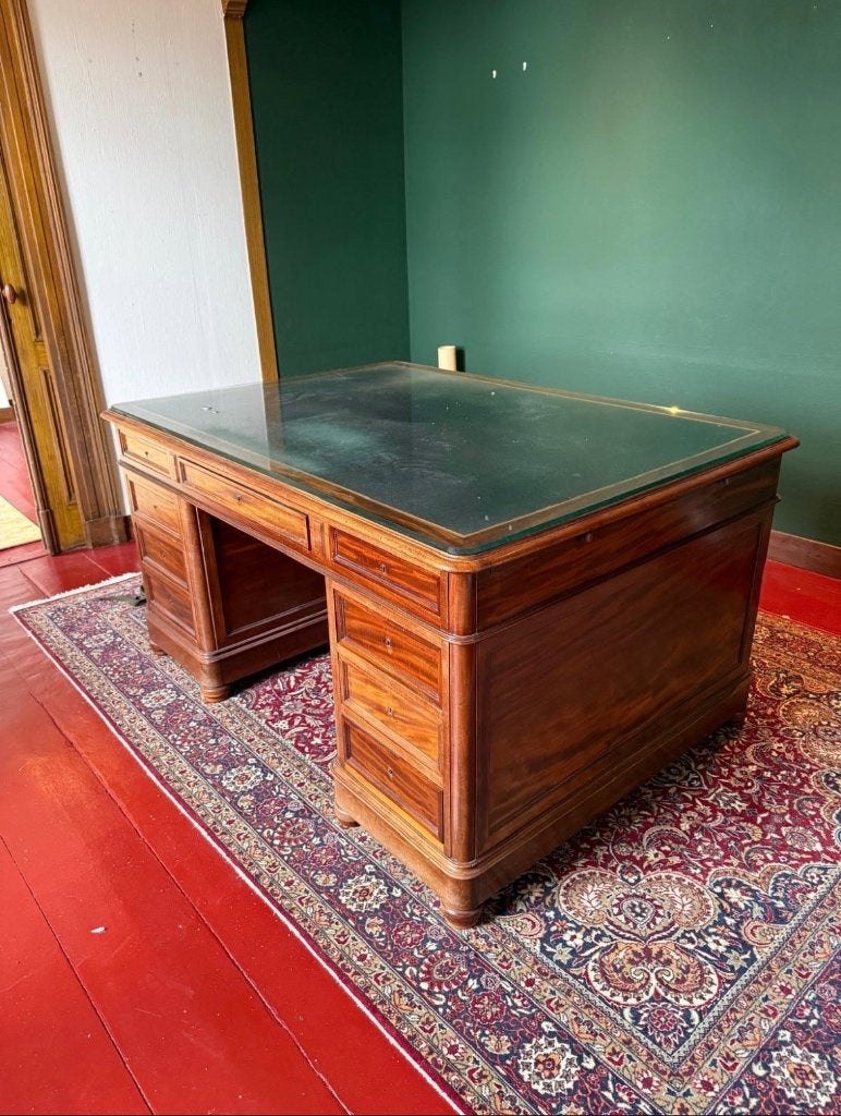 Antiek mahonie bureau, Ophalen, 160 cm, Gebruikt, Hout