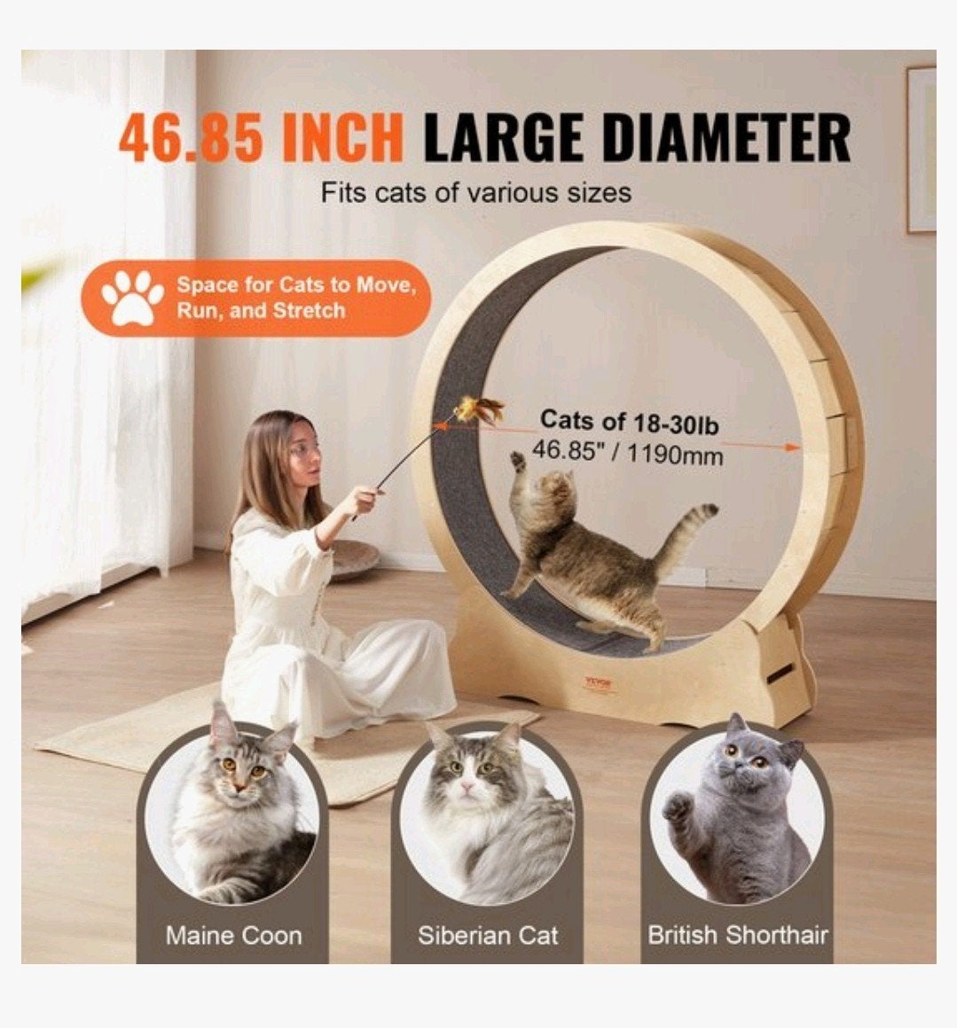 🐈🐈‍⬛Nieuw! Comfortabele en veilige Kattenloopwiel, XXL 🐈‍, Ophalen of Verzenden, Nieuw
