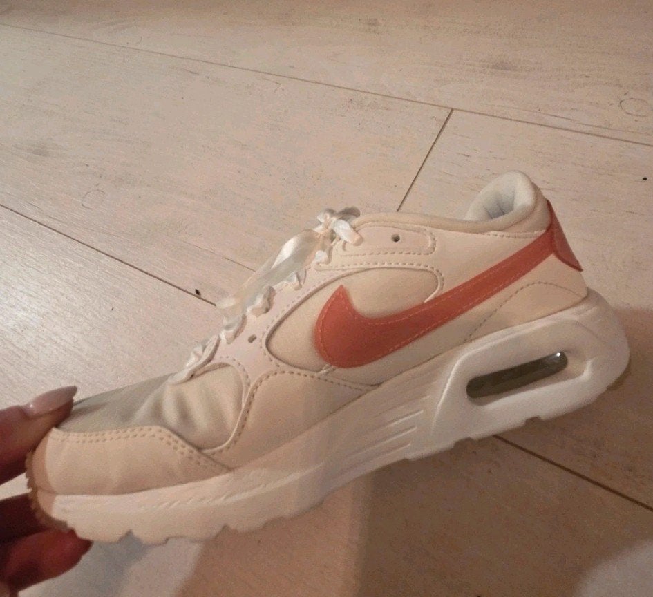 Nike Air Max SC sneakers crème/wit met koraalroze Swoosh, Verzenden, Wit, Nike, Sneakers of Gympen