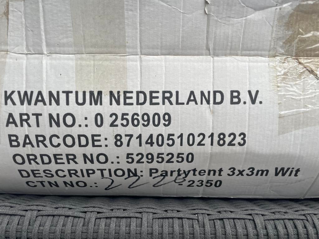 Partytent 3x3 meter wit plastic met twee zijwanden., Ophalen, Gebruikt, Partytent, Minder dan 4 meter