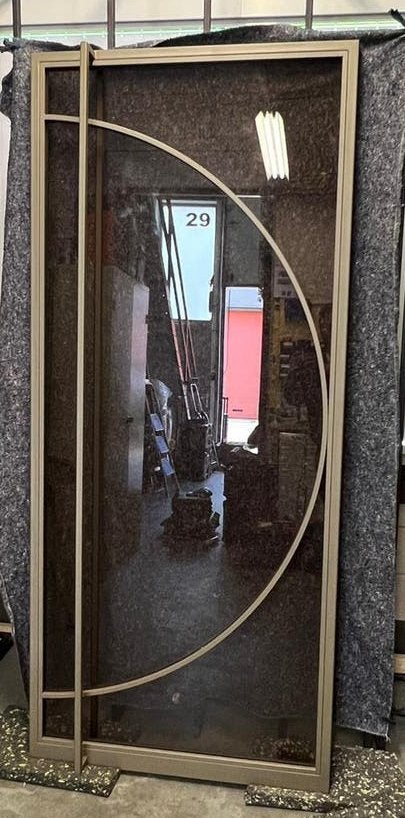 Stalen Taatsdeur Bronze met Brons glas, Ophalen, 80 tot 100 cm, 215 cm of meer, Binnendeur