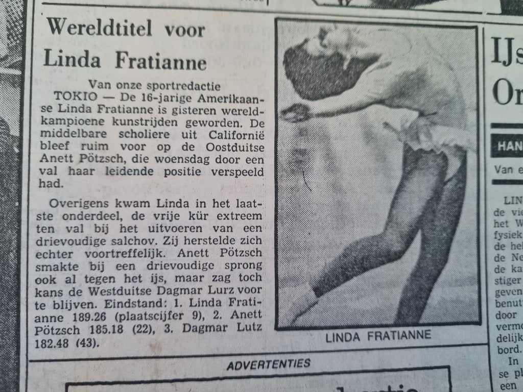 Linda Fratianne wereldkampioen kunstrijden (1977), Ophalen of Verzenden, 1960 tot 1980, Knipsel(s)