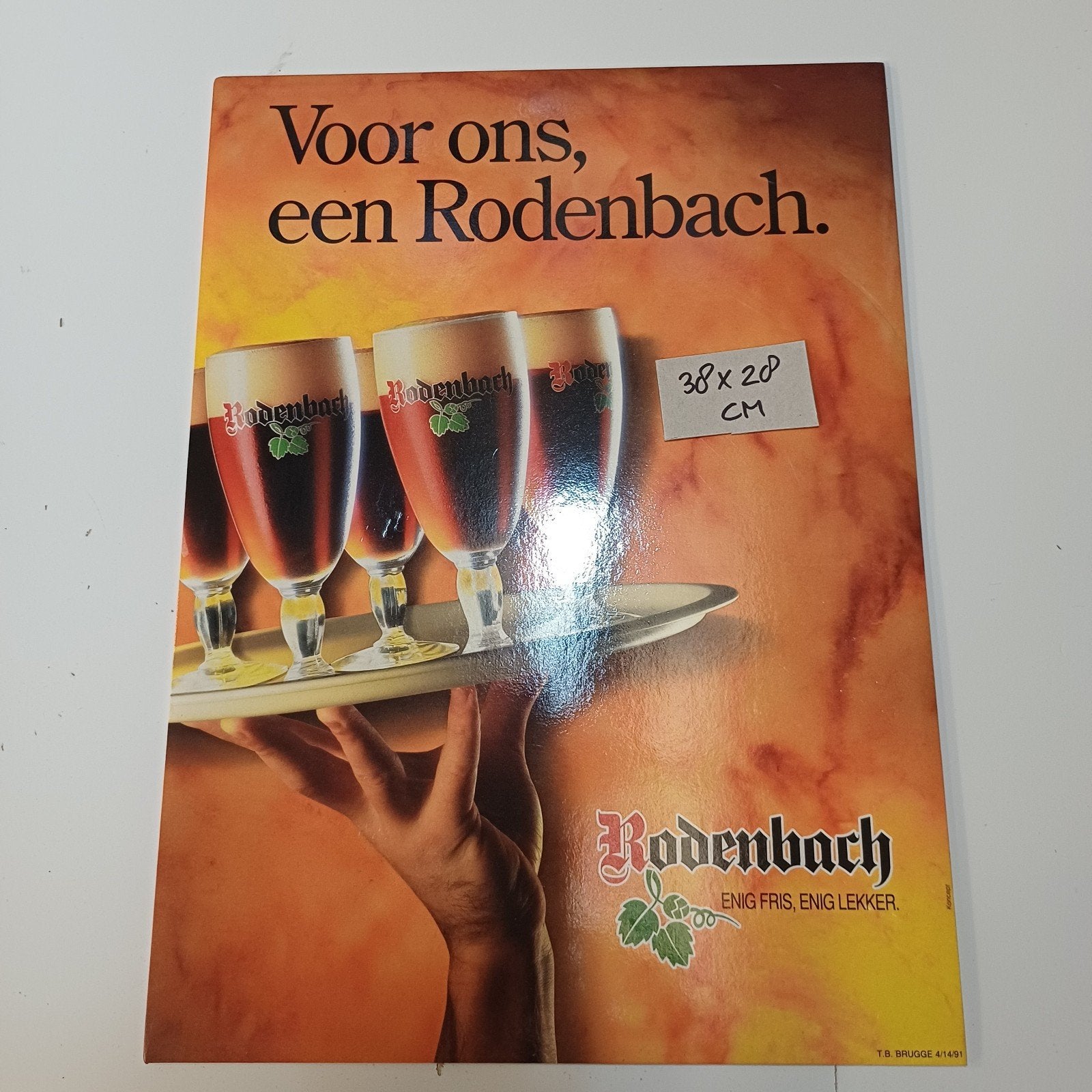 Vintage Rodenbach Reclame Poster - 38x28 CM, Verzamelen, Ophalen of Verzenden, Gebruikt, Overige merken