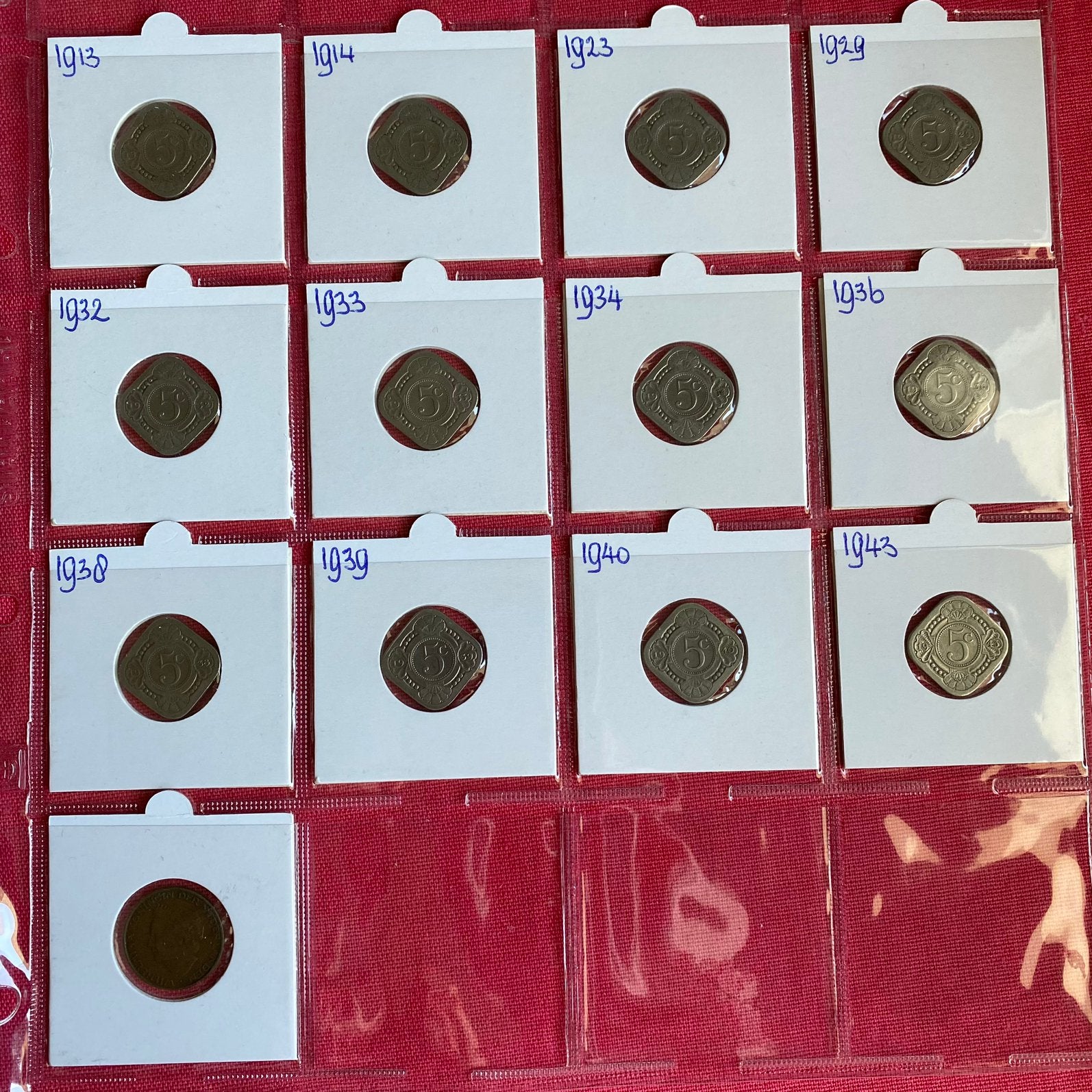 Complete Serie Vierkante Stuivers 1913 t/m 1943 Wilhelina, Verzenden, Nederland, Munten
