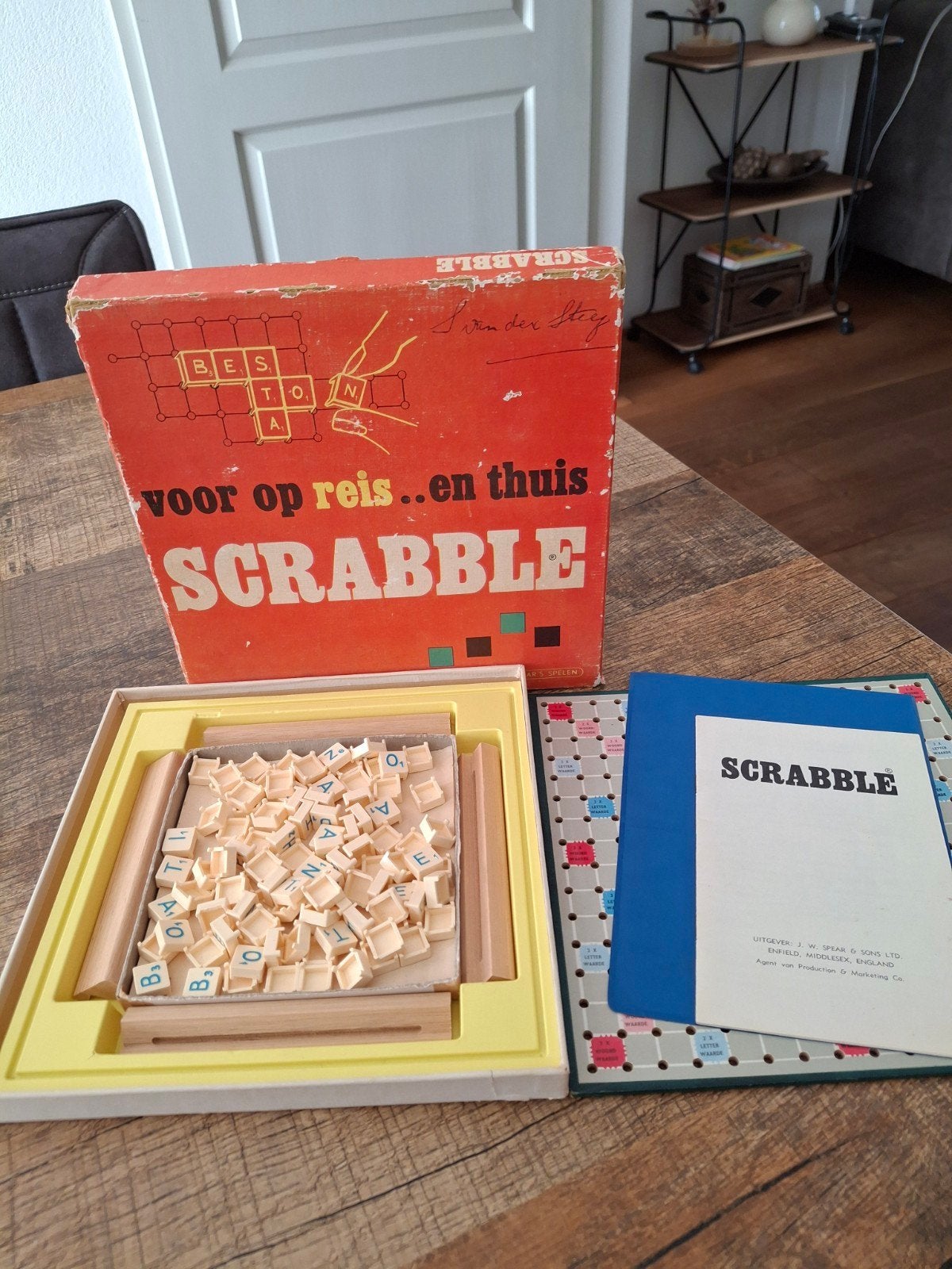 Reis scrabble  met houten opzet plankjes, Ophalen of Verzenden