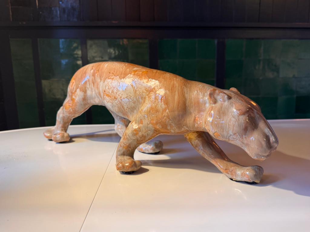 mid-century design keramiek luipaard groot decoratief beeld, Ophalen of Verzenden