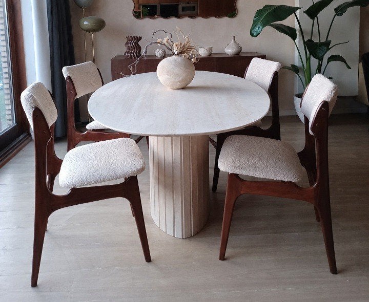Zeldzame Scandinavische vintage eetkamerstoelen, Ophalen, Zo goed als nieuw, Bruin, Eén