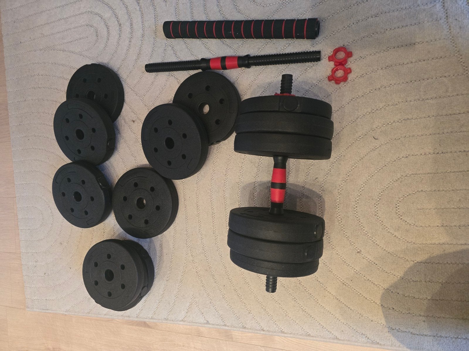 Verstelbare Halterset/Dumbbellset - 30 kg, Sport en Fitness, Fitnessmaterialen, Ophalen, Zo goed als nieuw, Benen, Halterset
