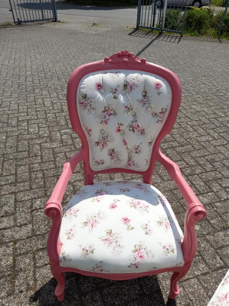 Brocante barok fauteuile geheel opnieuw gestoffeerd, Huis en Inrichting, Fauteuils, Ophalen of Verzenden, Zo goed als nieuw, 75 tot 100 cm