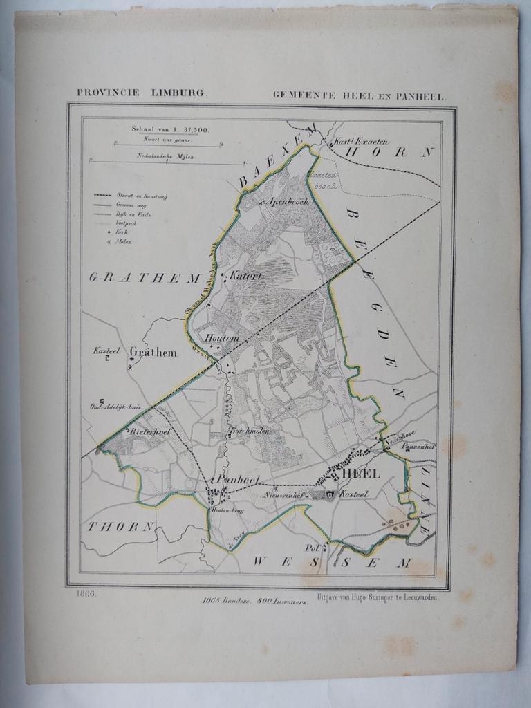 21 / Gemeente Heel en Panheel Limburg Litho door J. Kuyper, Ophalen of Verzenden