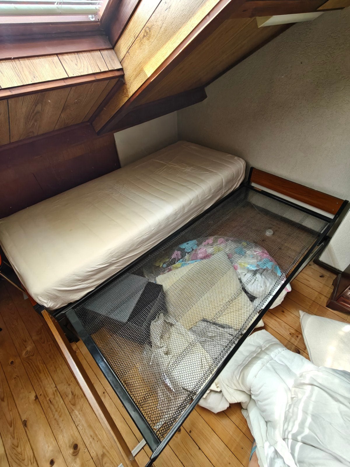 Logeerbed, tweepersoons, inschuifbaar incl. matrassen/dekens, Ophalen, Modern en functioneel, Zwart, Tweepersoons