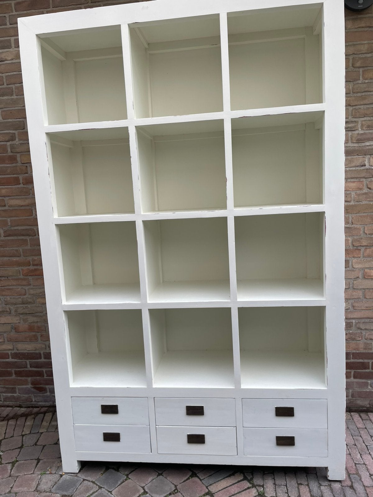 Witte kast met vakken. 220 hoog, Ophalen, 100 tot 150 cm, 200 cm of meer, Zo goed als nieuw