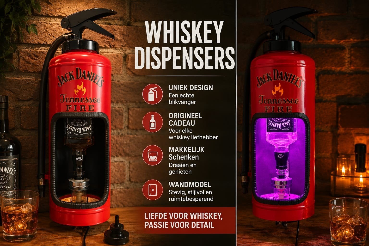 Jack Daniel's Brandblusser Whiskey Dispenser, Nieuw, Ophalen of Verzenden, Rood, Metaal