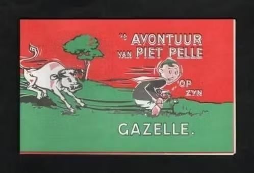 Strip Reclame Gazelle Fiets 't Avontuur van Piet Pelle., Verzamelen, Overige Verzamelen, Zo goed als nieuw, Ophalen of Verzenden