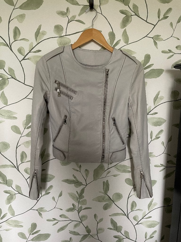 Cigno Nero off white kort leren jasje xs 34, Kleding | Dames, Cigno, Wit, Ophalen of Verzenden, Zo goed als nieuw