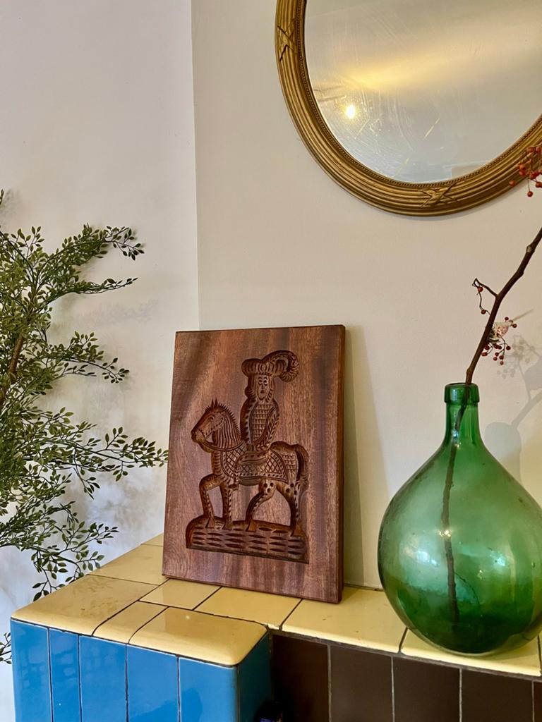 Grote houten Hollandse speculaasplank met paard en ruiter, Antiek en Kunst, Ophalen of Verzenden