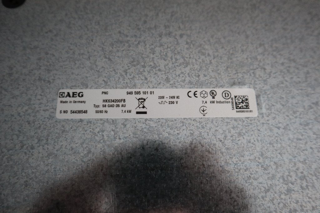 Aeg Inductie Kookplaat HK634200FB (2 Fase), Ophalen, Refurbished, 4 kookzones, Inbouw