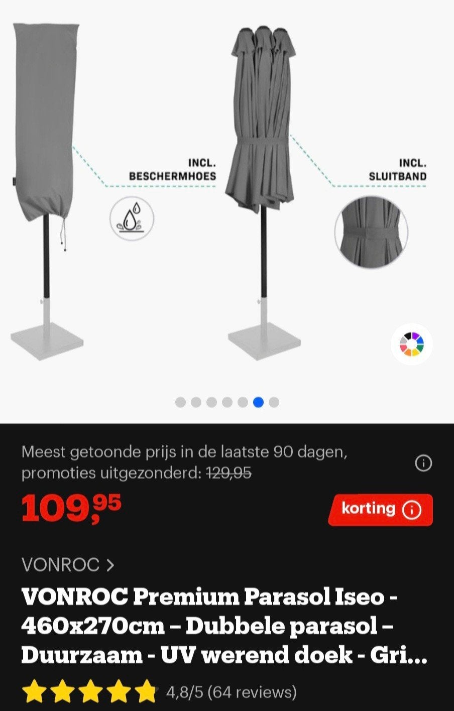 zgan dubbele parasol, Ophalen, Zo goed als nieuw