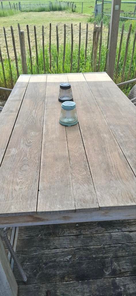 Teakhouten tuintafel  1m98 x 99,5 cm, Ophalen, Gebruikt, Rechthoekig, Teakhout