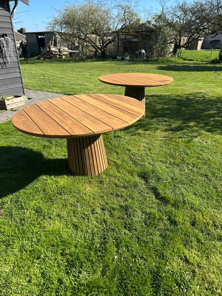 Mooie teakhouten eettafels, Tuin en Terras, Ophalen of Verzenden, Zo goed als nieuw, Rond, Teakhout