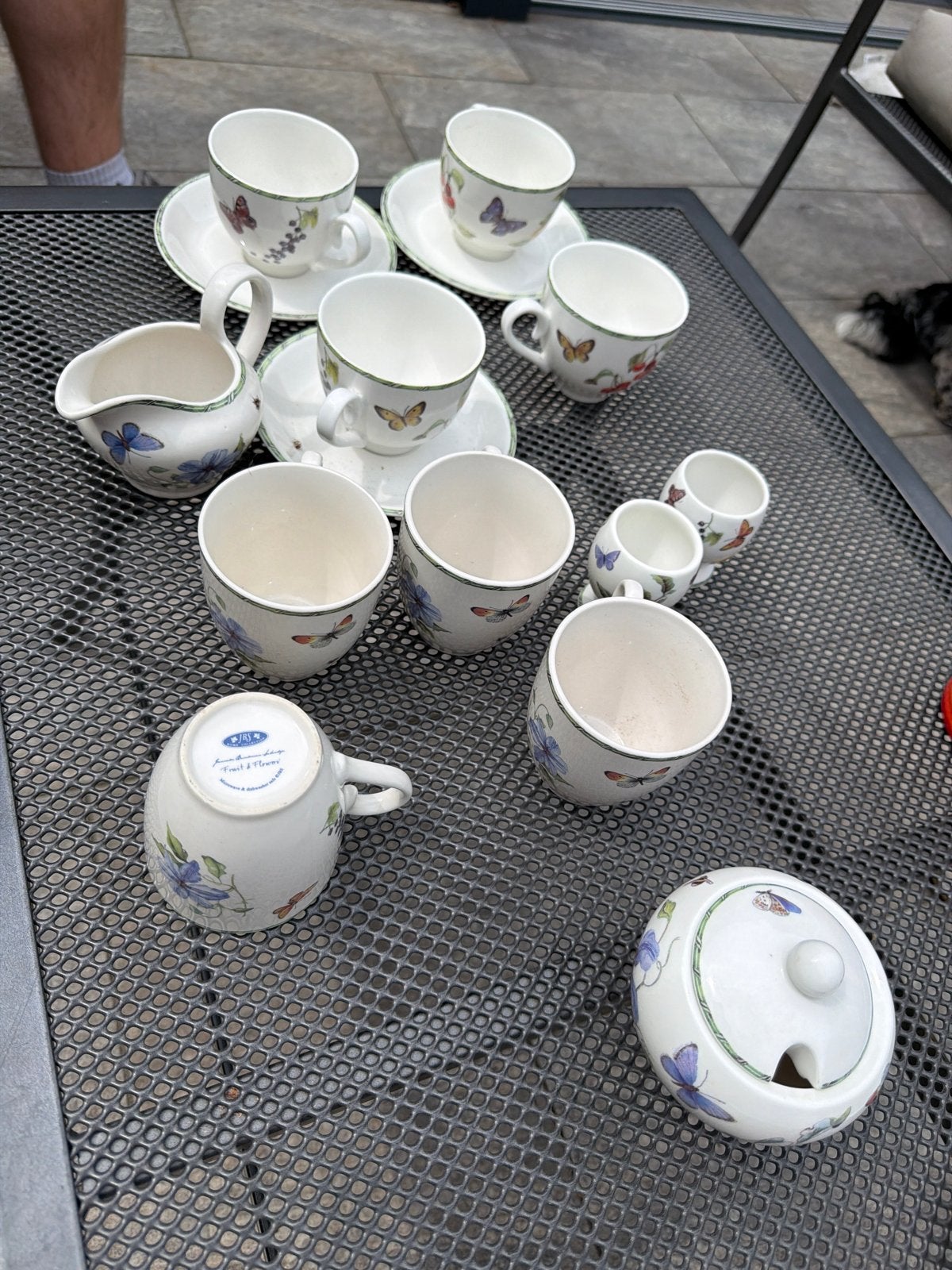 JBS Fruit & Flower servies: kopjes, schotels, suikerpot, Ophalen, Overige merken, Keramiek, Zo goed als nieuw