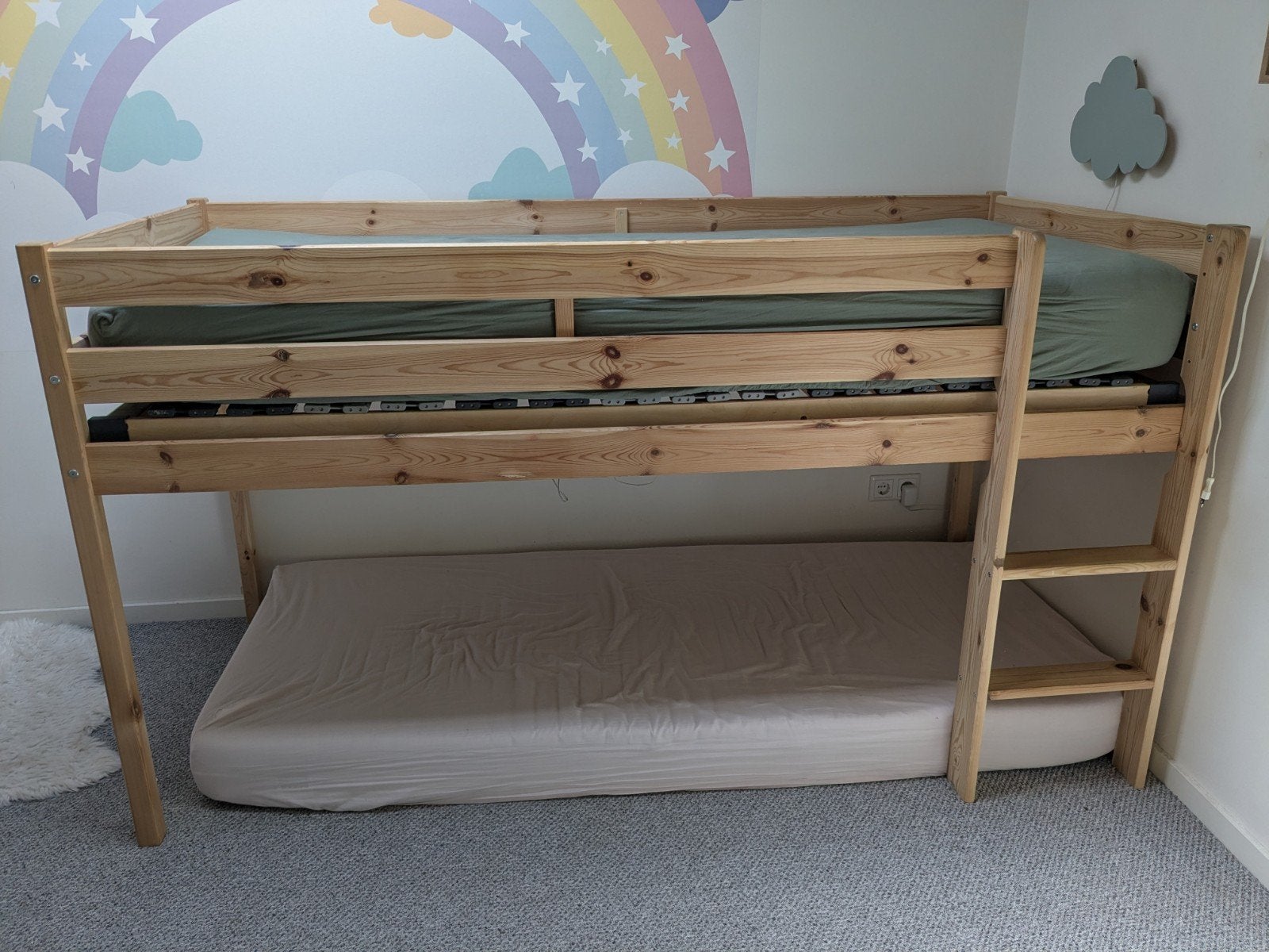 nette half hoogslaper, Ophalen, Eenpersoons, Zo goed als nieuw, 90 cm