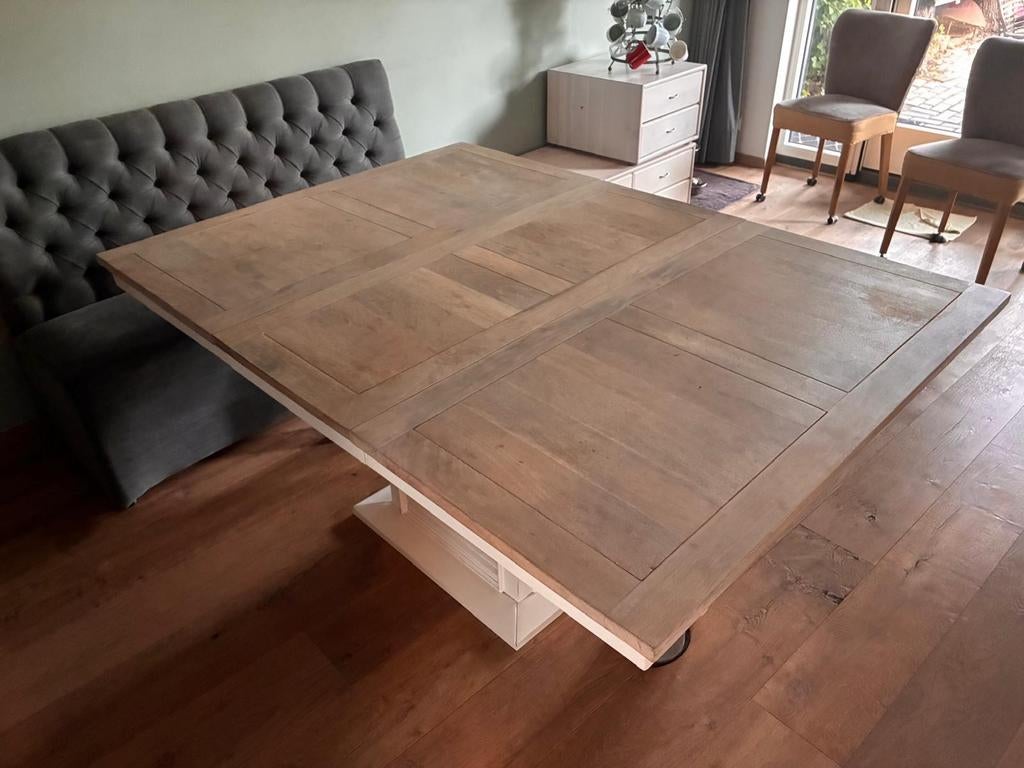 Riviera Maison Claremont uitschuifbare eettafel 130/130/180, Huis en Inrichting, Gebruikt, 100 tot 150 cm, Ophalen of Verzenden