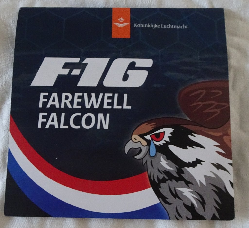 Patch in mapje F-16 Farewell Falcon Zeldzaam Luchtmacht, Verzamelen, Ophalen of Verzenden, Luchtmacht, Nederland, Embleem of Badge