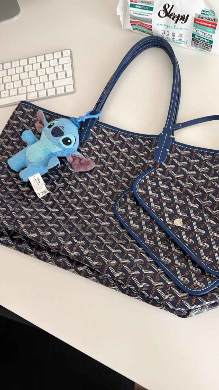Goyard shopper stich patch deepblue, Ophalen of Verzenden, Gebruikt, Blauw, Shopper