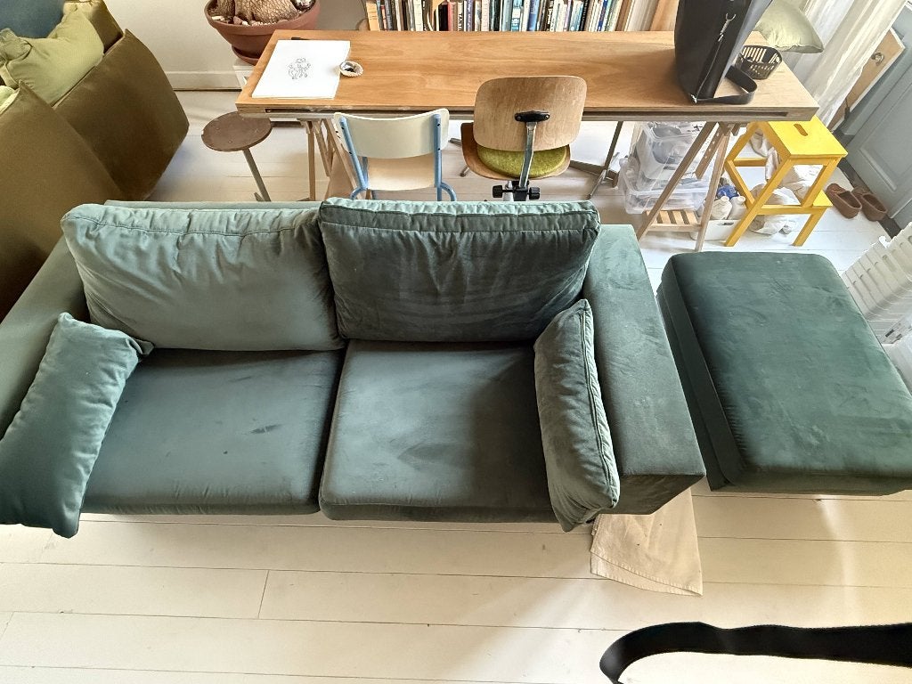 Wehkamp NOUS-living 3-zits bank met hocker, Huis en Inrichting, Ophalen, Gebruikt, Tweepersoons, 75 tot 100 cm