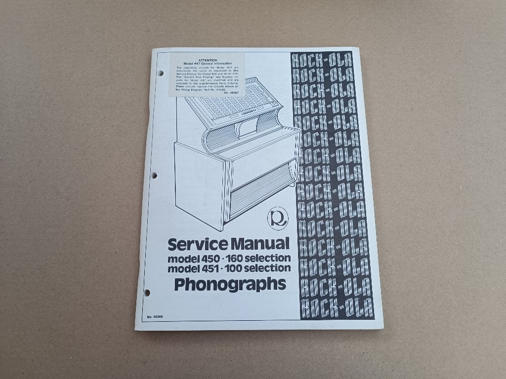 Service Manual Rock-ola 450/451 (1974) jukebox, Ophalen of Verzenden, Gebruikt, 1950 tot 1960, Seeburg