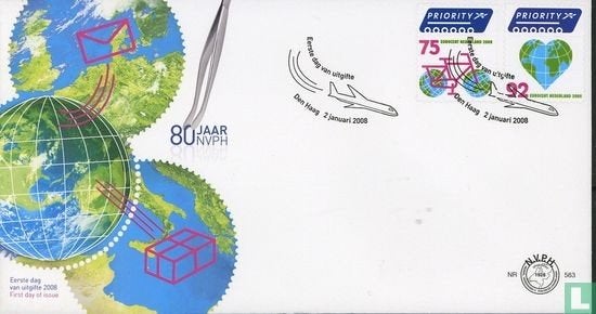 FDC E563 - Priority binnen/buiten Europa 2008 onbeschreven, Ophalen of Verzenden, Europa