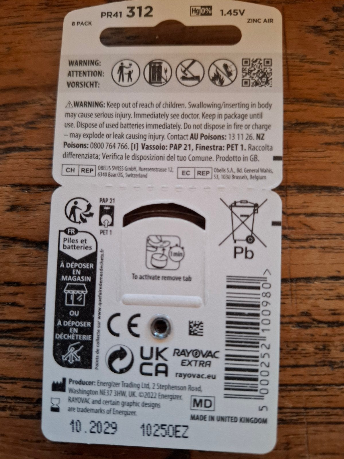 Hoortoestel batterij 312, Ophalen, Nieuw, Royovac