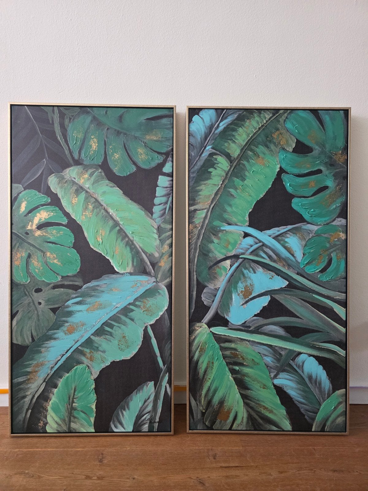 Set van 2 handgeschilderde doeken van Coco Maison, Ophalen, Acrylverf, Gesigneerd, Overige onderwerpen