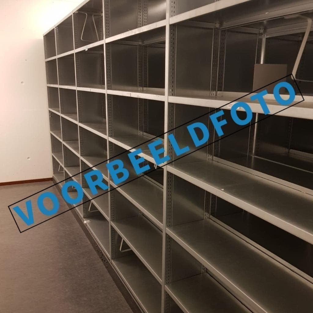 Partij 70 meter gegalvaniseerde magazijnstelling 30 cm diep, Huis en Inrichting, Kasten | Boekenkasten, Ophalen, Gebruikt, 25 tot 50 cm
