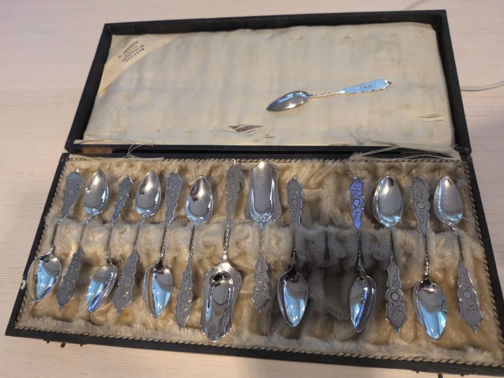 12 Antieke zilveren thee/koffielepels, Ophalen of Verzenden