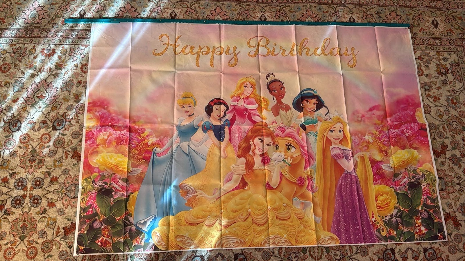 Mooi Disney Prinsessen Wandkleed Happy Birthday 150 x100 cm, Ophalen of Verzenden, Nieuw, Versiering, Verjaardag