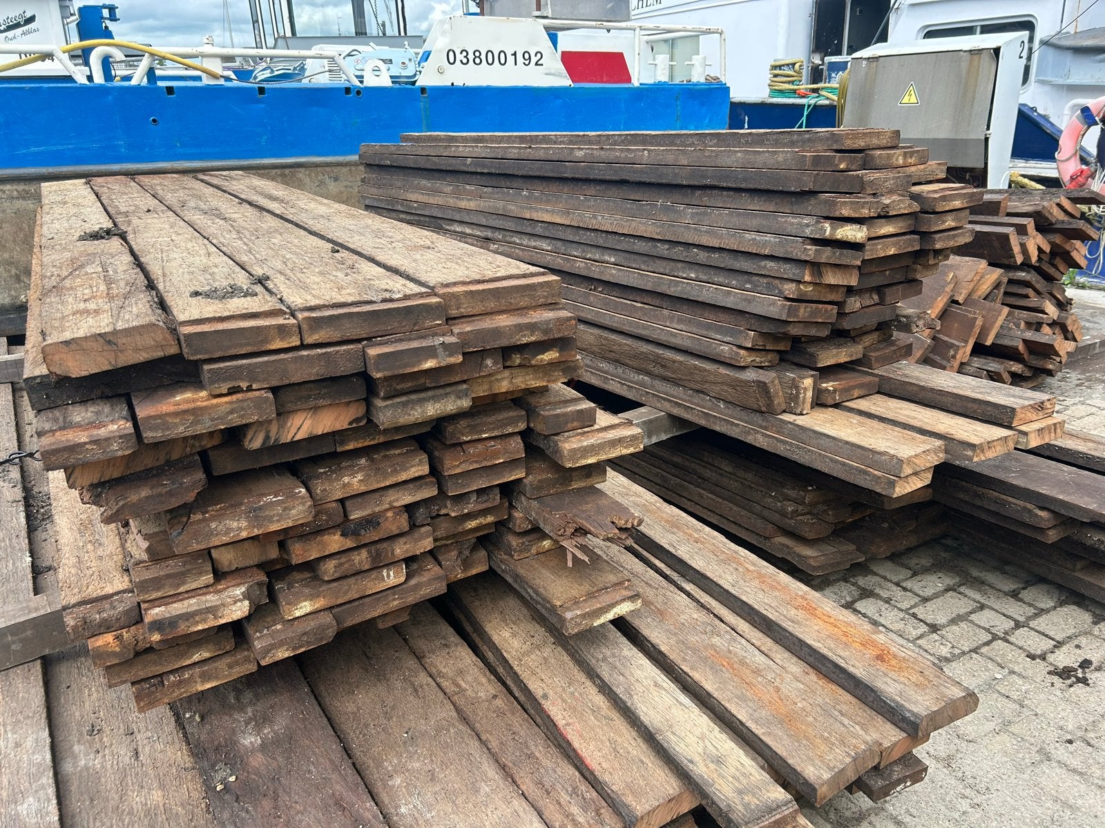 Azobe hout, scheepsruim planken, Doe-het-zelf en Verbouw, Hout en Planken, Gebruikt, 25 tot 50 mm, Ophalen of Verzenden, Plank