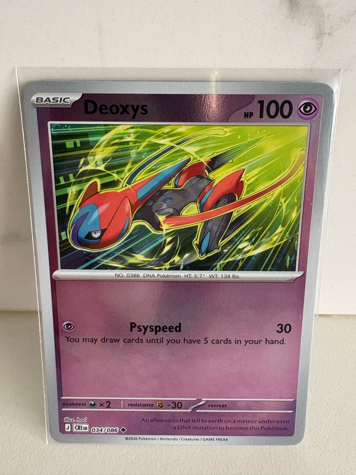 Pokémon Kaart Deoxys 034/086 - Basic HP 100, Hobby en Vrije tijd, Verzamelkaartspellen | Pokémon, Ophalen of Verzenden, Zo goed als nieuw