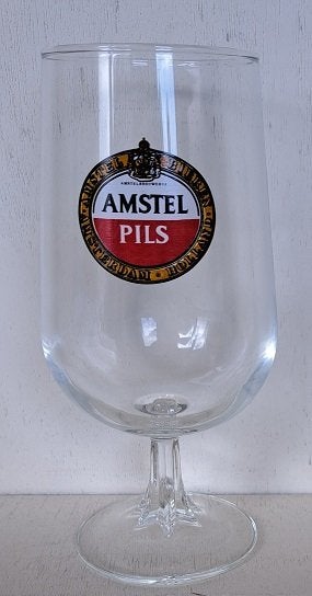 Amstel Pils Bierglas op voet, Ophalen of Verzenden, Gebruikt, Glas of Glazen, Amstel