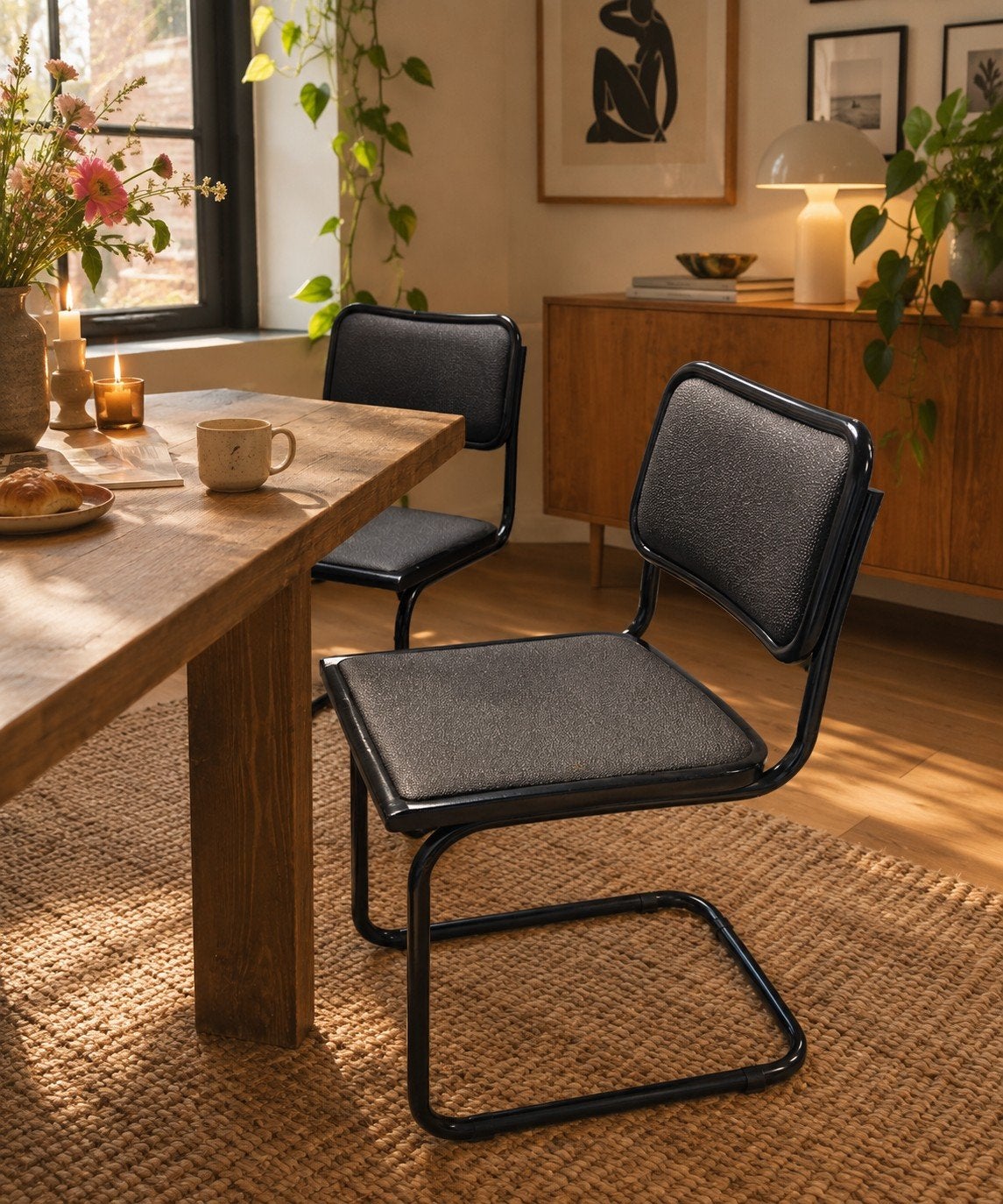 2x Zwarte Vintage Stoelen, Ophalen