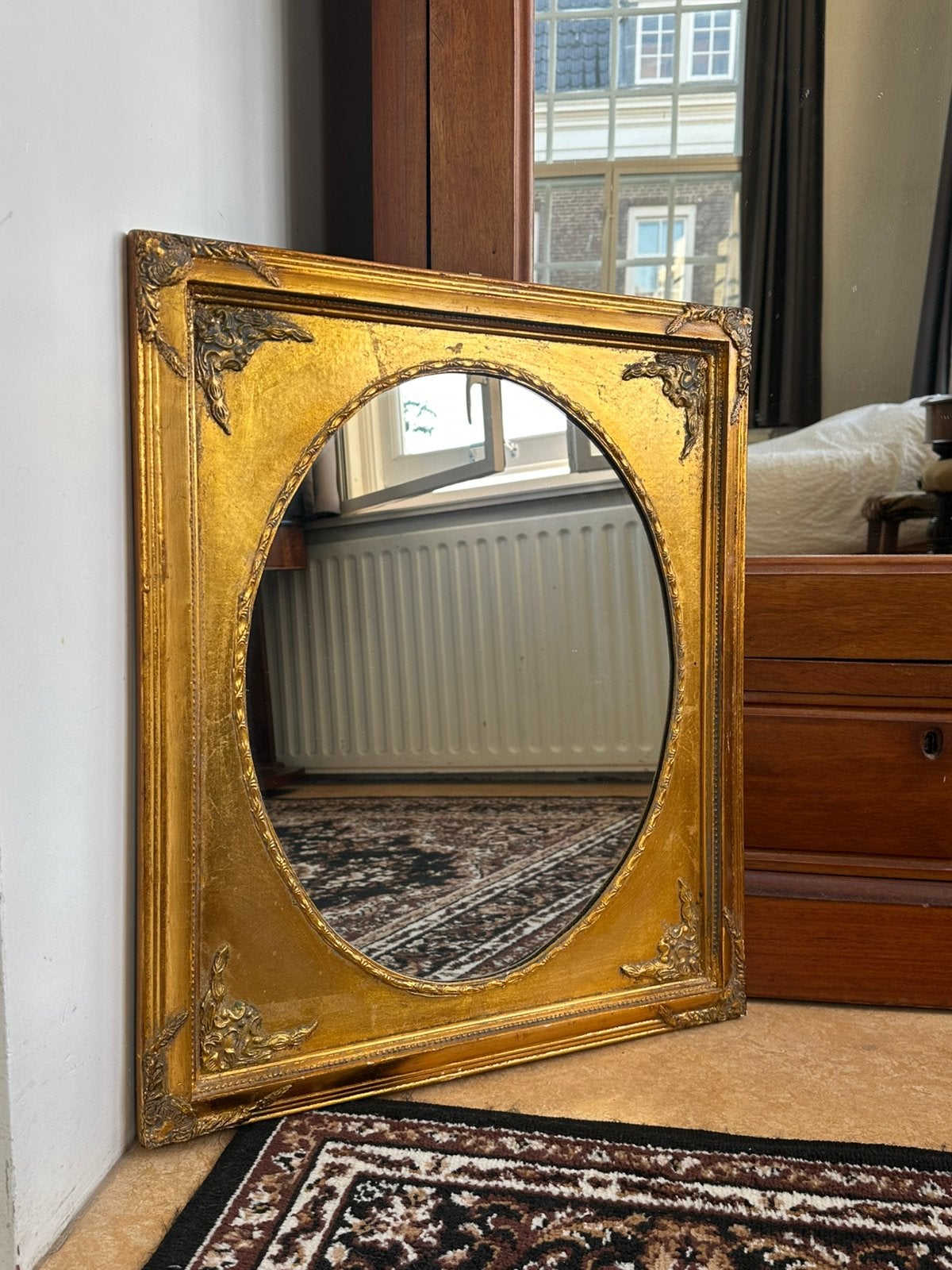 Gouden rechthoekige spiegel, Ophalen, Rechthoekig, 50 tot 100 cm, Minder dan 100 cm